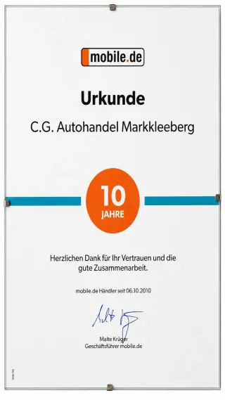 mobile.de Auszeichnung: 10 Jahre Händler
